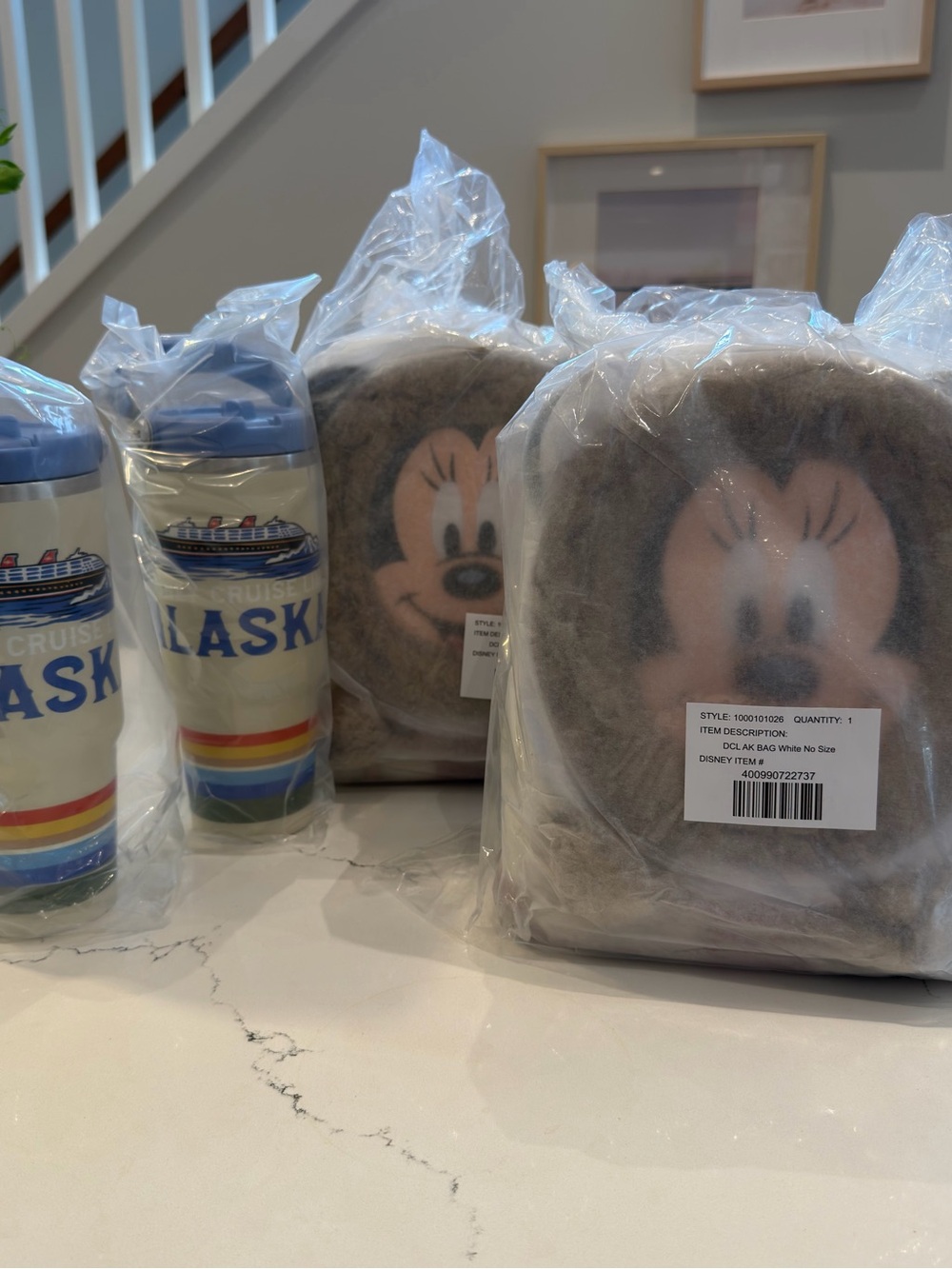 2x 2025 Disney Cruise Line Alaska Minnie Mouse Loungefly Backpack + 2x bottles